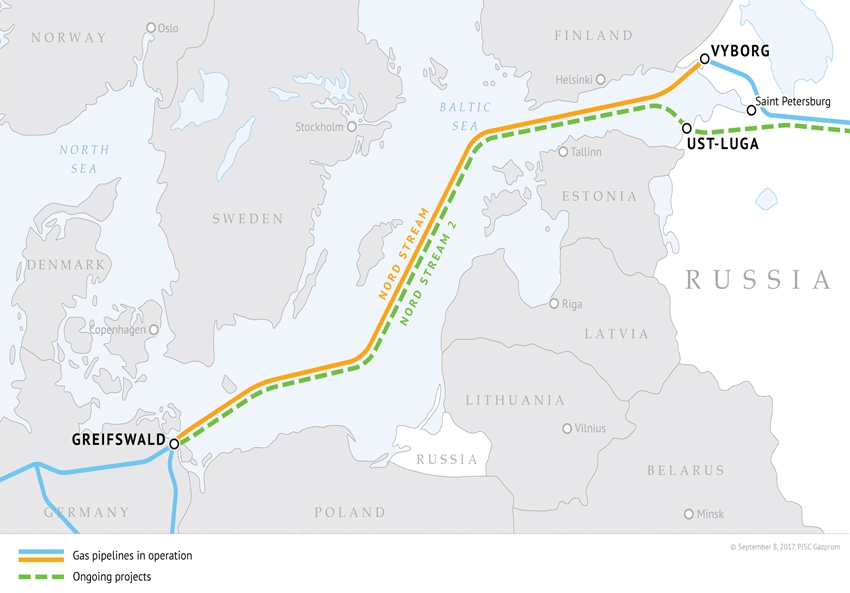 Nord Stream 2 map