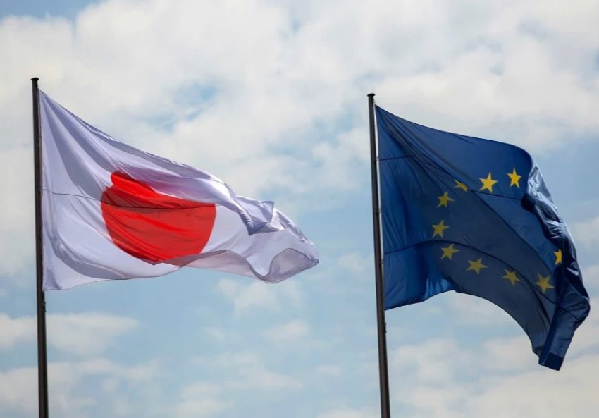 EU &amp; Japan flags