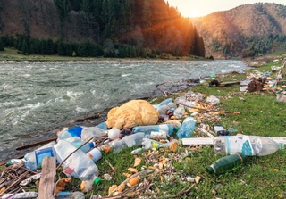 Plastic garbage on the mountain river bank. Photo: Vova Shevchuk / Shutterstock