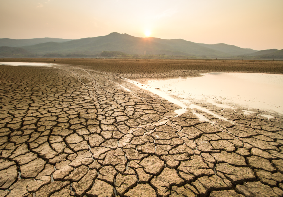 Extreme weather - drying lakebed. Credit: Piyaset / Shutterstock