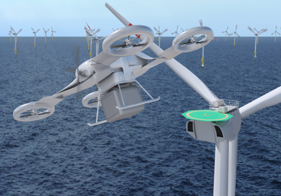 Using drones to monitor offshore wind. Credit: EnBW