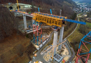 Railway bridge construction between two tunnels in the Swabian Alps between Stuttgart and Ulm in Germany. Credit: Frank Gaertner / Shutterstock