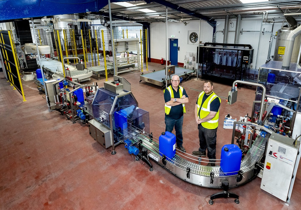 Andy Bellwood and Ben Bellwood of Airedale Group with the new automated packing plant.JPG